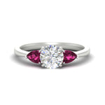 Load image into Gallery viewer, Round Cut Pear 3 Stone Cathedral Ring