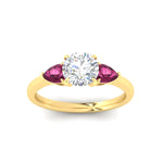 Load image into Gallery viewer, pear-diamond-cathedral-round-cut-engagement-ring-with-pink-sapphire-in-yellow-gold-fdenr9210rorgsadrpiangle5-nl-yg
