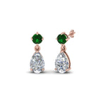 Load image into Gallery viewer, pear-drop-diamond-earring-with-emerald-in-14K-rose-gold-FDEAR8386GEMGR-NL-RG