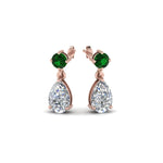 Load image into Gallery viewer, pear-drop-diamond-earring-with-emerald-in-14K-rose-gold-FDEAR8386GEMGR-NL-RG