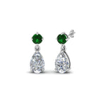 Load image into Gallery viewer, pear-drop-diamond-earring-with-emerald-in-14K-white-gold-FDEAR8386GEMGR-NL-WG