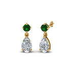 Load image into Gallery viewer, pear-drop-diamond-earring-with-emerald-in-14K-yellow-gold-FDEAR8386GEMGR-NL-YG