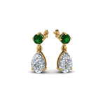 Load image into Gallery viewer, pear-drop-diamond-earring-with-emerald-in-14K-yellow-gold-FDEAR8386GEMGR-NL-YG