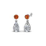 Load image into Gallery viewer, pear-drop-diamond-earring-with-orange-sapphire-in-14K-white-gold-FDEAR8386GSAOR-NL-WG