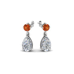 Load image into Gallery viewer, pear-drop-diamond-earring-with-orange-sapphire-in-14K-white-gold-FDEAR8386GSAOR-NL-WG
