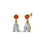 Load image into Gallery viewer, pear-drop-diamond-earring-with-orange-sapphire-in-14K-yellow-gold-FDEAR8386GSAOR-NL-YG