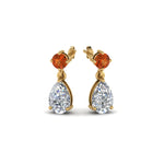 Load image into Gallery viewer, pear-drop-diamond-earring-with-orange-sapphire-in-14K-yellow-gold-FDEAR8386GSAOR-NL-YG