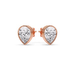 Load image into Gallery viewer, Half Carat Diamond Pear Drop Stud Bezel Earring