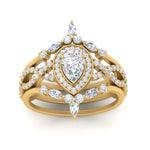 Load image into Gallery viewer, Twisted Pear Halo Bridal Ring Set