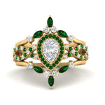 Load image into Gallery viewer, Twisted Pear Halo Bridal Ring Set