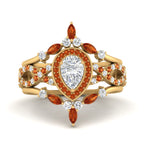 Load image into Gallery viewer, Twisted Pear Halo Bridal Ring Set