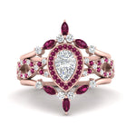 Load image into Gallery viewer, Twisted Pear Halo Bridal Ring Set