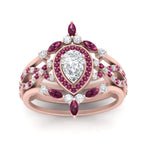 Load image into Gallery viewer, Twisted Pear Halo Bridal Ring Set