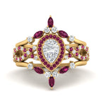 Load image into Gallery viewer, Twisted Pear Halo Bridal Ring Set