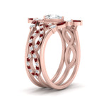 Load image into Gallery viewer, Twisted Pear Halo Bridal Ring Set