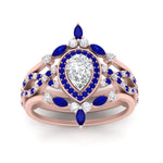 Load image into Gallery viewer, Twisted Pear Halo Bridal Ring Set