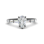 Load image into Gallery viewer, Pear Thin Band Engagement Ring With Baguette