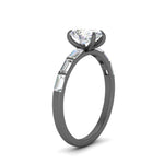 Load image into Gallery viewer, Pear Thin Band Engagement Ring With Baguette