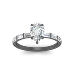 Load image into Gallery viewer, Pear Thin Band Engagement Ring With Baguette