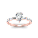 Load image into Gallery viewer, Pear Thin Band Engagement Ring With Baguette