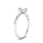 Load image into Gallery viewer, Pear Thin Band Engagement Ring With Baguette