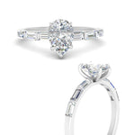 Load image into Gallery viewer, Pear Thin Band Engagement Ring With Baguette
