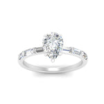Load image into Gallery viewer, Pear Thin Band Engagement Ring With Baguette