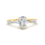 Load image into Gallery viewer, Pear Thin Band Engagement Ring With Baguette