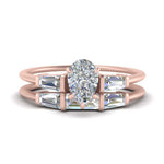 Load image into Gallery viewer, pear-shaped-bar-set-diamond-ring-with-matching-3-baguette-wedding-band-in-rose-gold-FDENS100PE-NL-RG