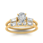 Load image into Gallery viewer, pear-shaped-bar-set-diamond-ring-with-matching-3-baguette-wedding-band-in-yellow-gold-FDENS100PEANGLE5-NL-YG