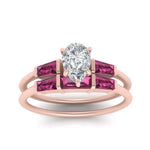 Load image into Gallery viewer, pear-shaped-bar-set-pink-sapphire-ring-with-matching-3-baguette-wedding-band-in-rose-gold-FDENS100PEGSADRPIANGLE5-NL-RG