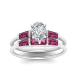 Load image into Gallery viewer, pear-shaped-bar-set-pink-sapphire-ring-with-matching-3-baguette-wedding-band-in-white-gold-FDENS100PEGSADRPIANGLE5-NL-WG