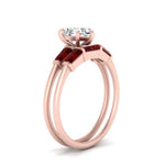 Load image into Gallery viewer, pear-shaped-bar-set-ruby-ring-with-matching-3-baguette-wedding-band-in-rose-gold-FDENS100PEGRUDRANGLE2-NL-RG