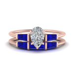 Load image into Gallery viewer, pear-shaped-bar-set-sapphire-ring-with-matching-3-baguette-wedding-band-in-rose-gold-FDENS100PEGSABL-NL-RG