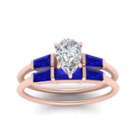 Load image into Gallery viewer, pear-shaped-bar-set-sapphire-ring-with-matching-3-baguette-wedding-band-in-rose-gold-FDENS100PEGSABLANGLE5-NL-RG