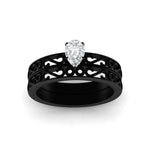 Load image into Gallery viewer, pear-shaped-filigree-single-stone-diamond-wedding-ring-set-in-black-gold-FDENS3289PEANGLE5-NL-BG.jpg?v=1763371075