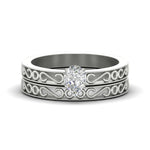 Load image into Gallery viewer, pear-shaped-filigree-single-stone-diamond-wedding-ring-set-in-white-gold-FDENS3289PE-NL-WG.jpg?v=1763371075