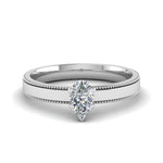 Load image into Gallery viewer, Single Stone Pear Shaped Milgrain Engagement Ring