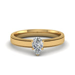 Load image into Gallery viewer, Single Stone Pear Shaped Milgrain Engagement Ring