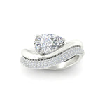 Load image into Gallery viewer, Pear Shaped Pave Band with Wave Solitaire Ring