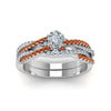 Load image into Gallery viewer, pear-shaped-simple-diamond-twisted-vine-bridal-ring-sets-with-orange-sapphire-in-14K-white-gold-FD8233PEGSAOR-NL-WG