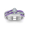 Load image into Gallery viewer, pear-shaped-simple-diamond-twisted-vine-bridal-ring-sets-with-violac-topaz-in-14K-white-gold-FD8233PEGVITO-NL-WG