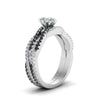 Load image into Gallery viewer, pear-shaped-simple-twisted-vine-bridal-ring-sets-with-black-diamond-in-14K-white-gold-FD8233PEGBLACK-NL-WG