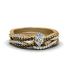 Load image into Gallery viewer, pear-shaped-simple-twisted-vine-bridal-ring-sets-with-black-diamond-in-14K-yellow-gold-FD8233PEGBLACK-NL-YG