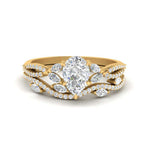 Load image into Gallery viewer, pear-shaped-twisted-vine-luxury-diamond-bridal-ring-set-in-yellow-gold-FDENR3211PEANGLE3-NL-YG