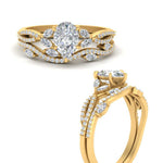 Load image into Gallery viewer, pear-shaped-twisted-vine-luxury-diamond-bridal-ring-set-in-yellow-gold-FDENR3211PEANGLE3-NL-YG