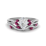 Load image into Gallery viewer, pear-shaped-twisted-vine-luxury-pink-sapphire-bridal-ring-set-in-white-gold-FDENR3211PEGSADRPIANGLE3-NL-WG