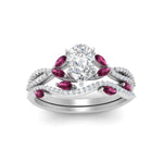 Load image into Gallery viewer, pear-shaped-twisted-vine-luxury-pink-sapphire-bridal-ring-set-in-white-gold-FDENR3211PEGSADRPIANGLE3-NL-WG