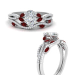 Load image into Gallery viewer, pear-shaped-twisted-vine-luxury-ruby-bridal-ring-set-in-white-gold-FDENR3211PEGRUDRANGLE3-NL-WG