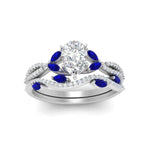 Load image into Gallery viewer, pear-shaped-twisted-vine-luxury-sapphire-bridal-ring-set-in-white-gold-FDENR3211PEGSABLANGLE3-NL-WG